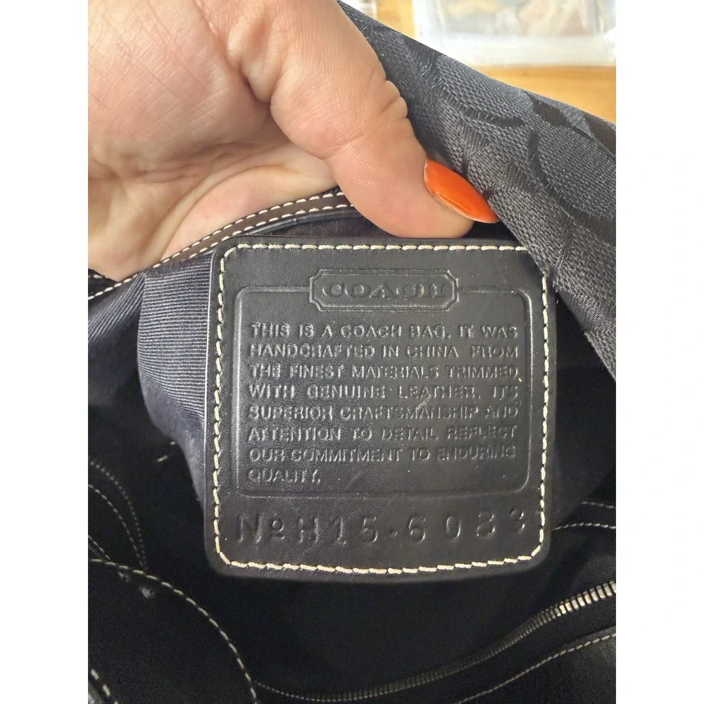 Coach Vintage Signature Monogram C Canvas Hobo/Bucket Bag 02' 6076 Black Y2K